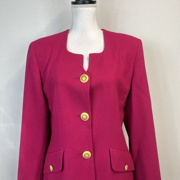 Vintage Liz Claiborne Suits Jacket Blazer size 12 Hot Pink Wool Glamour 90's Y2K - Picture 2 of 10